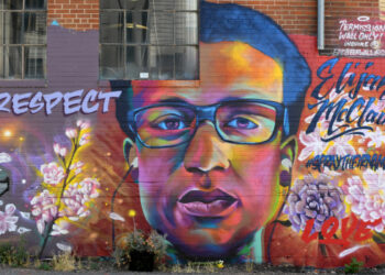DENVER, CO - JUNE 25 : Mural of Elijah McClain, painted by Thomas "Detour" locate on the back side of the Epic Brewing building in Denver, Colorado on Thursday. June 25, 2020. Colorado Gov. Jared Polis said his office will examine what the state can do regarding the investigation into the death of Elijah McClain, a 23-year-old killed by Aurora police 2019 in a case that has drawn national attention amid the movement to hold law enforcement responsible for their treatment of people of color. (Photo by Hyoung Chang/The Denver Post)