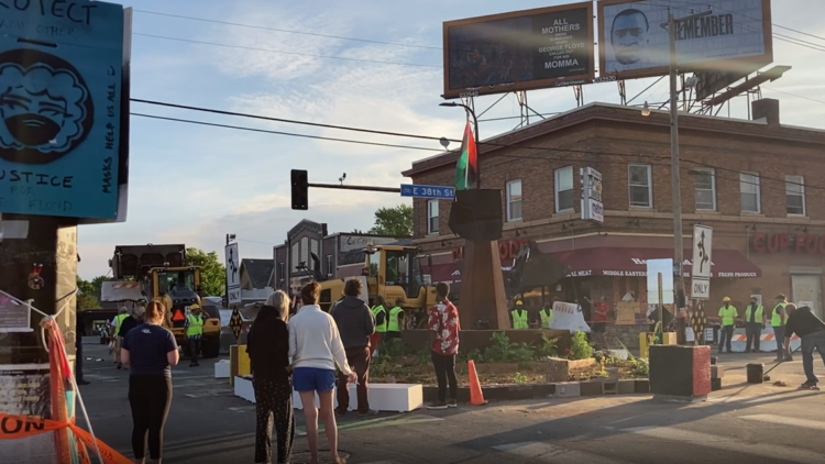 George Floyd, George Floyd Square, 38th and Chicago in Minneapolis, City,Workers, Barricades, Removed, Protestors