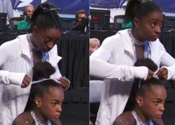 gymnasts, Olympics, Biles, Simone Biles, Miller, Zoe Miller, ribbon, U.S. Gymnastics Championships