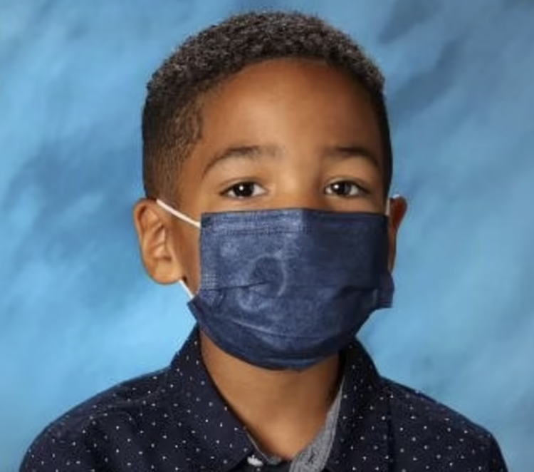 first, grade, boy, keeps, mask, on, for, school, pictures