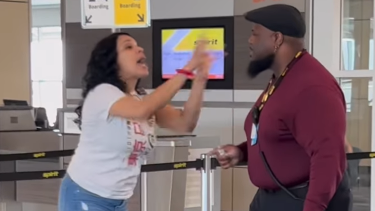 Spirit Airlines, customer, woman, employee, man, DFW, Dallas Fort Worth International Airport, viral video, fight