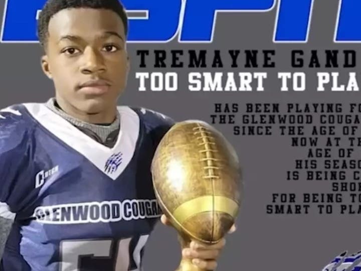 youth league football team Glenwood Cougars suspended playoffs talented 13-year-old player Tremayne Gandy Jr. promoted high school