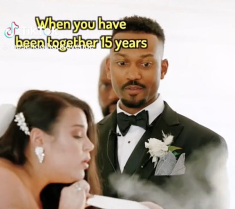 bride Christie Jefferies dust wedding vows ceremony 15-year relationship marriage