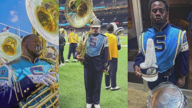 Southern University marching band members Dylan Young Brody Moore Tyran Williams 18-wheeler