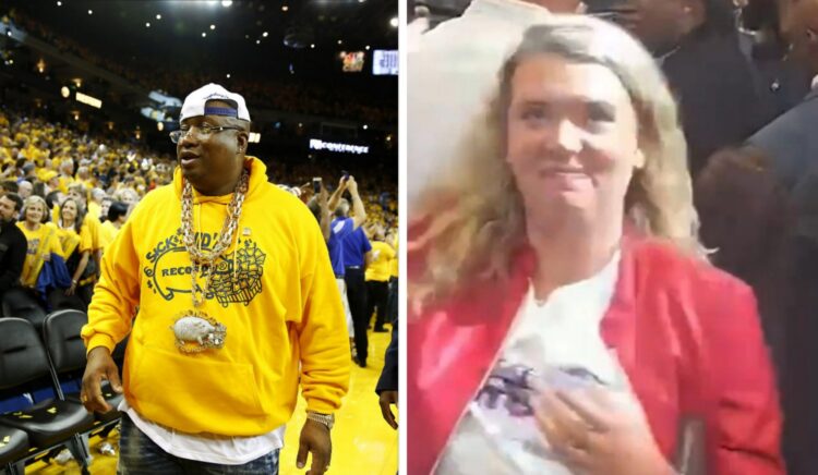 white woman, racial bias, Golden State Warriors, security guards, security, Sacramento Kings, rapper, game, fan, E-40