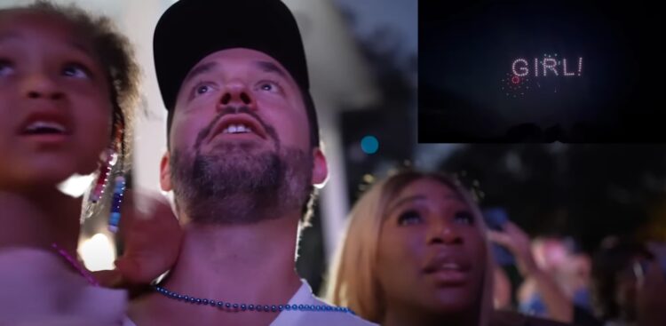 child, baby, drones, girl, gender reveal, baby shower, Alexis Ohanian, Serena Williams, Olympia